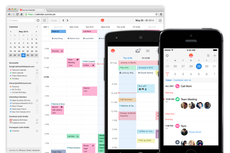 Sunrise calendar app